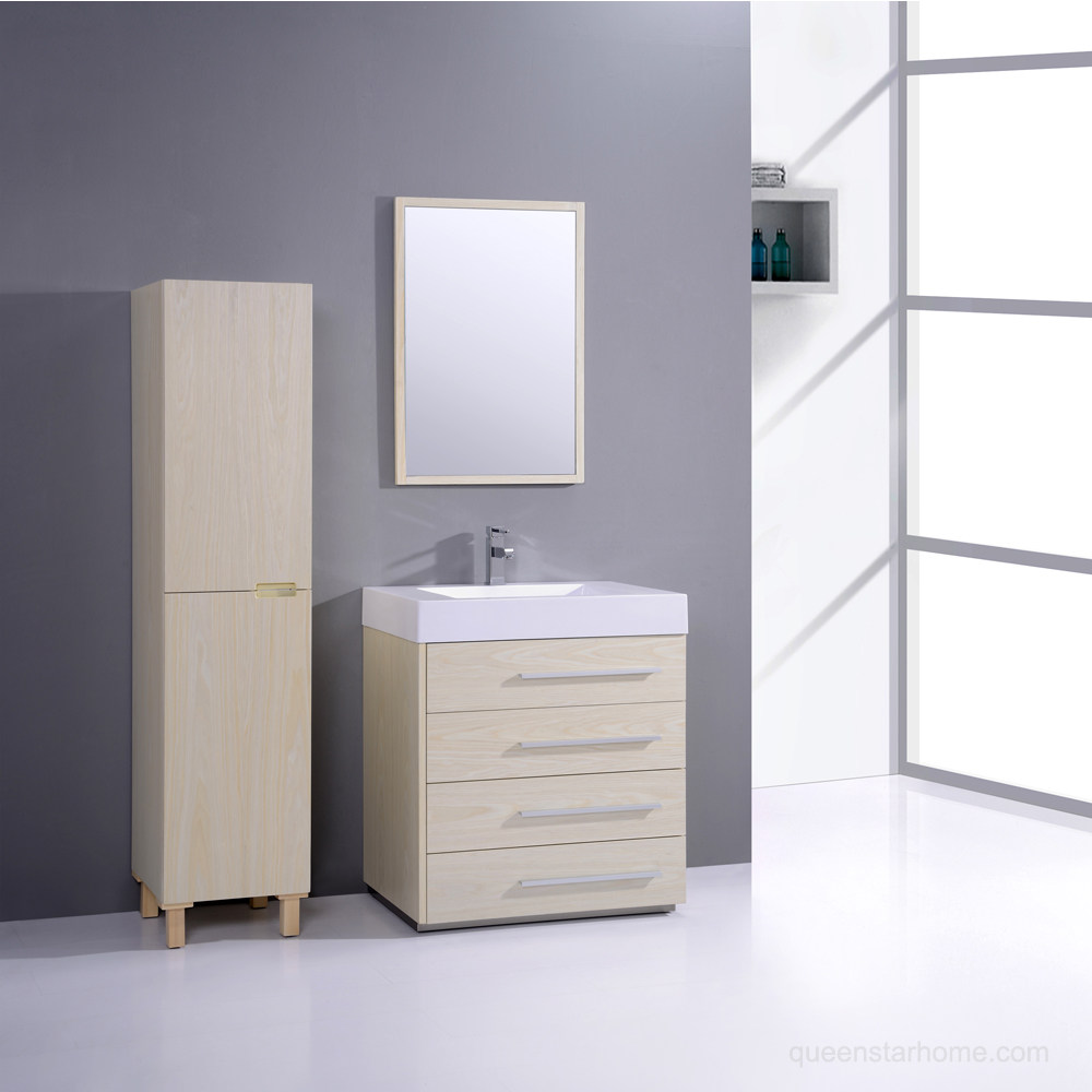 QS-AL04 30” Maple wood color bathroom cabinet